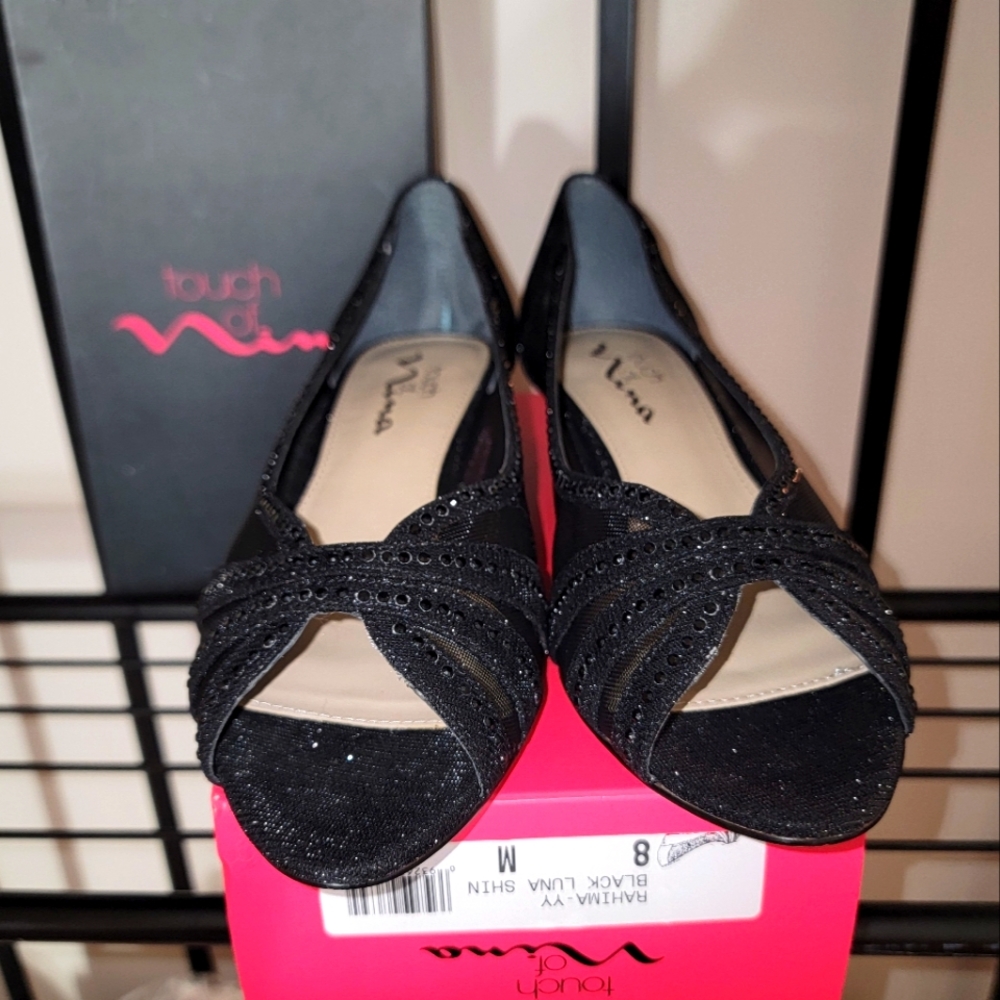 Size 8 Womens Wedge sandals, dress shoes with sequins